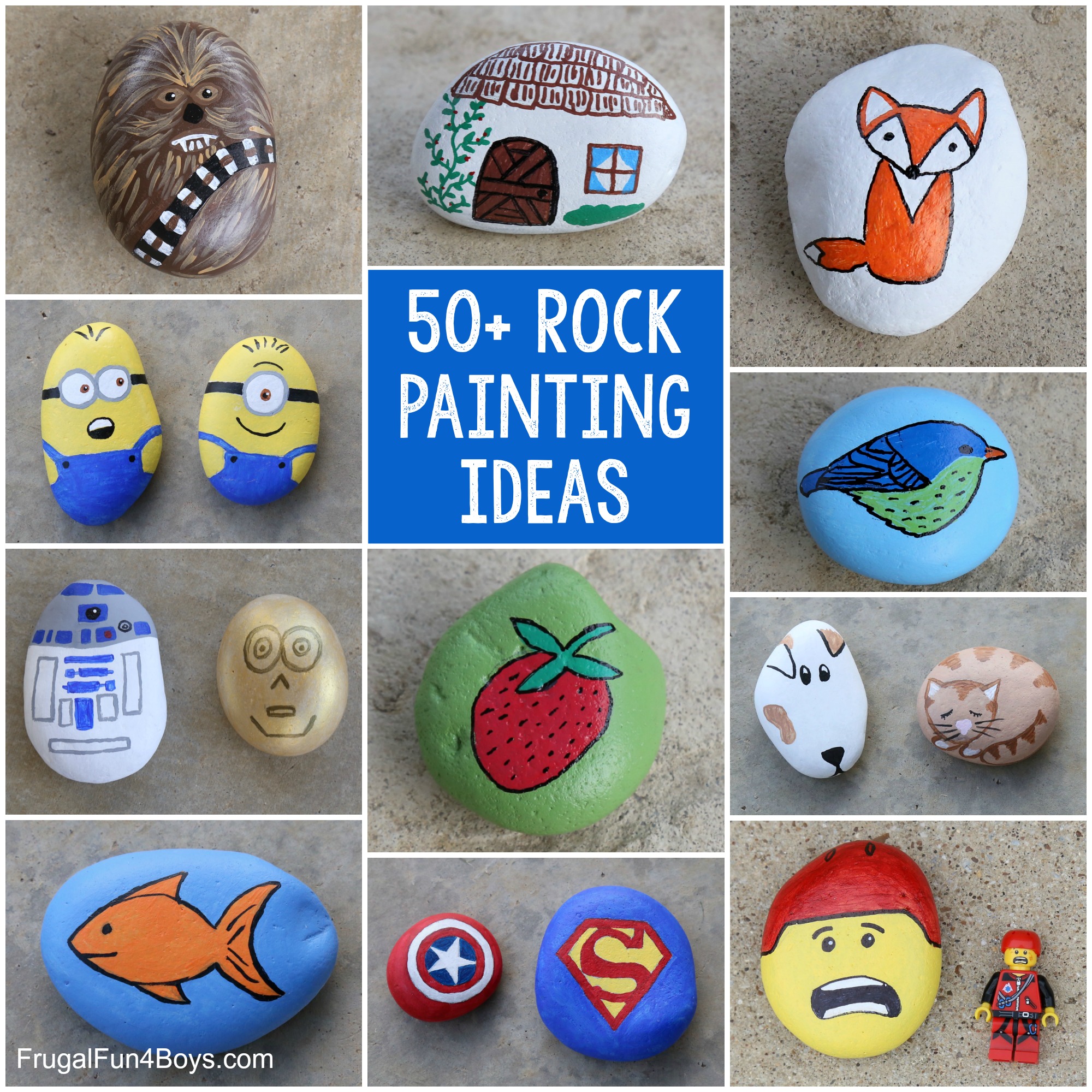 50+ Awesome Rock Painting Ideas - Frugal Fun For Boys and Girls